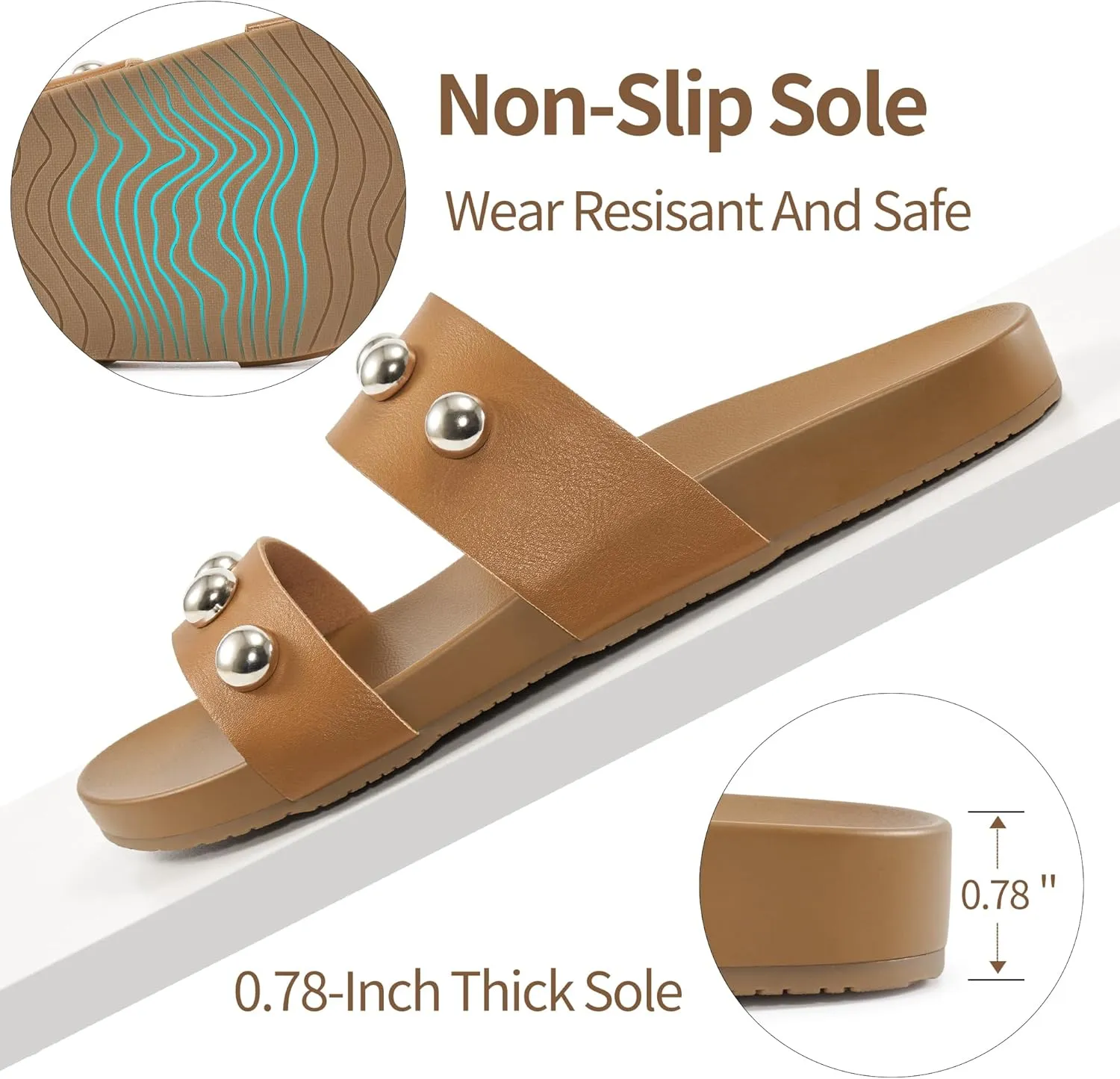 Comfort Sandals for Women Outdoors: Arch Support Open Toe Womens Sandals - Casual Slip On Beach Slides for Women
