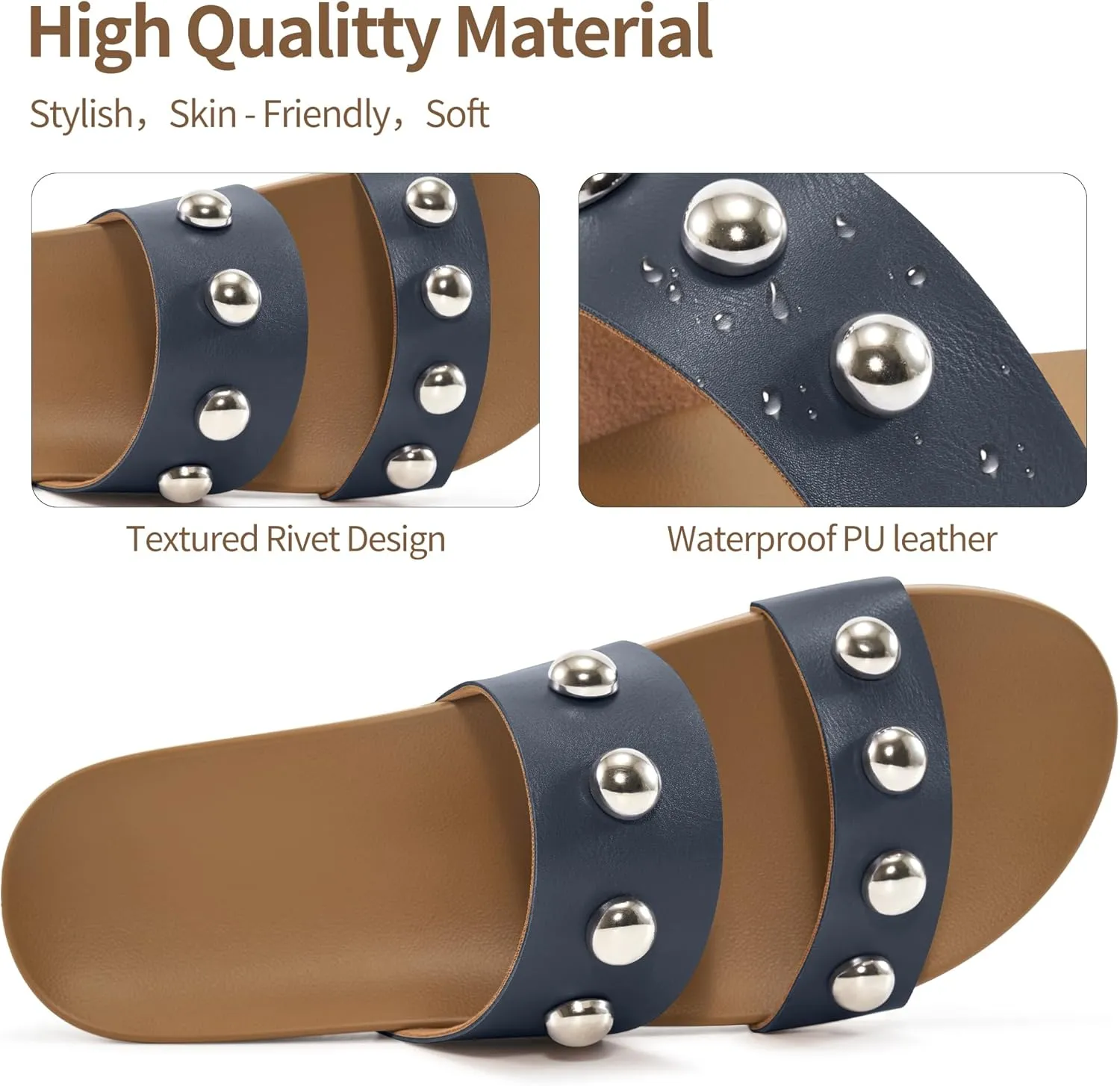 Comfort Sandals for Women Outdoors: Arch Support Open Toe Womens Sandals - Casual Slip On Beach Slides for Women