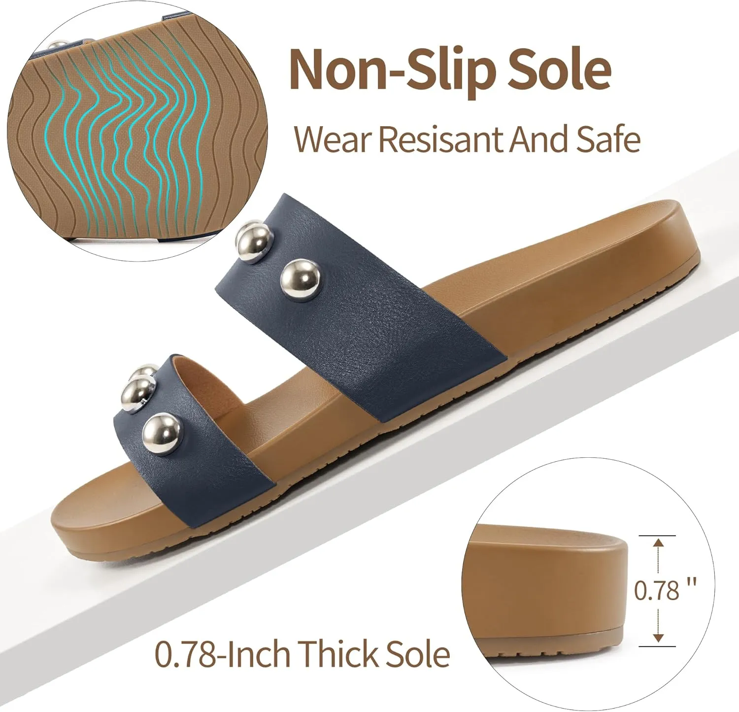 Comfort Sandals for Women Outdoors: Arch Support Open Toe Womens Sandals - Casual Slip On Beach Slides for Women