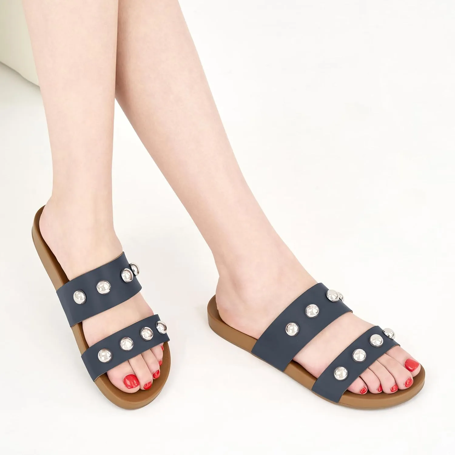 Comfort Sandals for Women Outdoors: Arch Support Open Toe Womens Sandals - Casual Slip On Beach Slides for Women