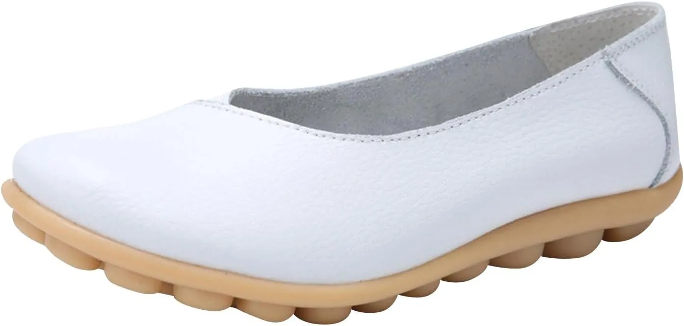 Comfortable Leather Shoes for Women Solid Non Slip Women's Flat Shoes Soft Walking Driving Casual Cool for Women