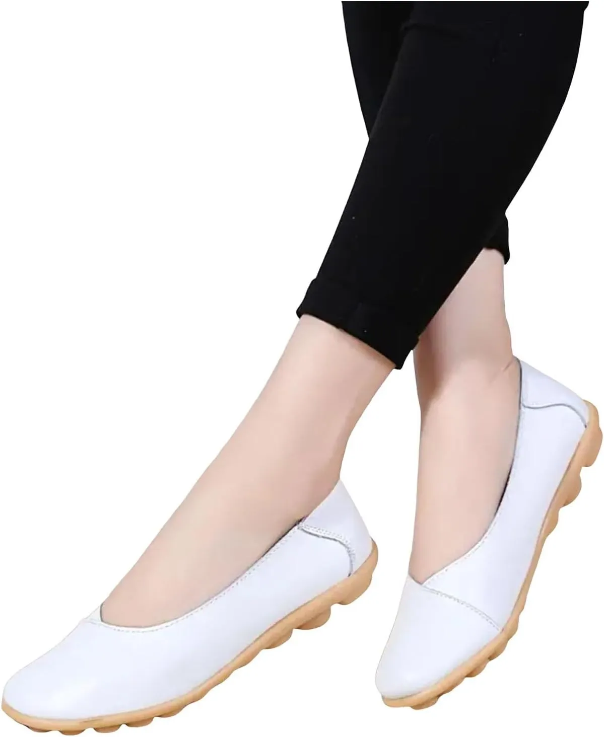 Comfortable Leather Shoes for Women Solid Non Slip Women's Flat Shoes Soft Walking Driving Casual Cool for Women