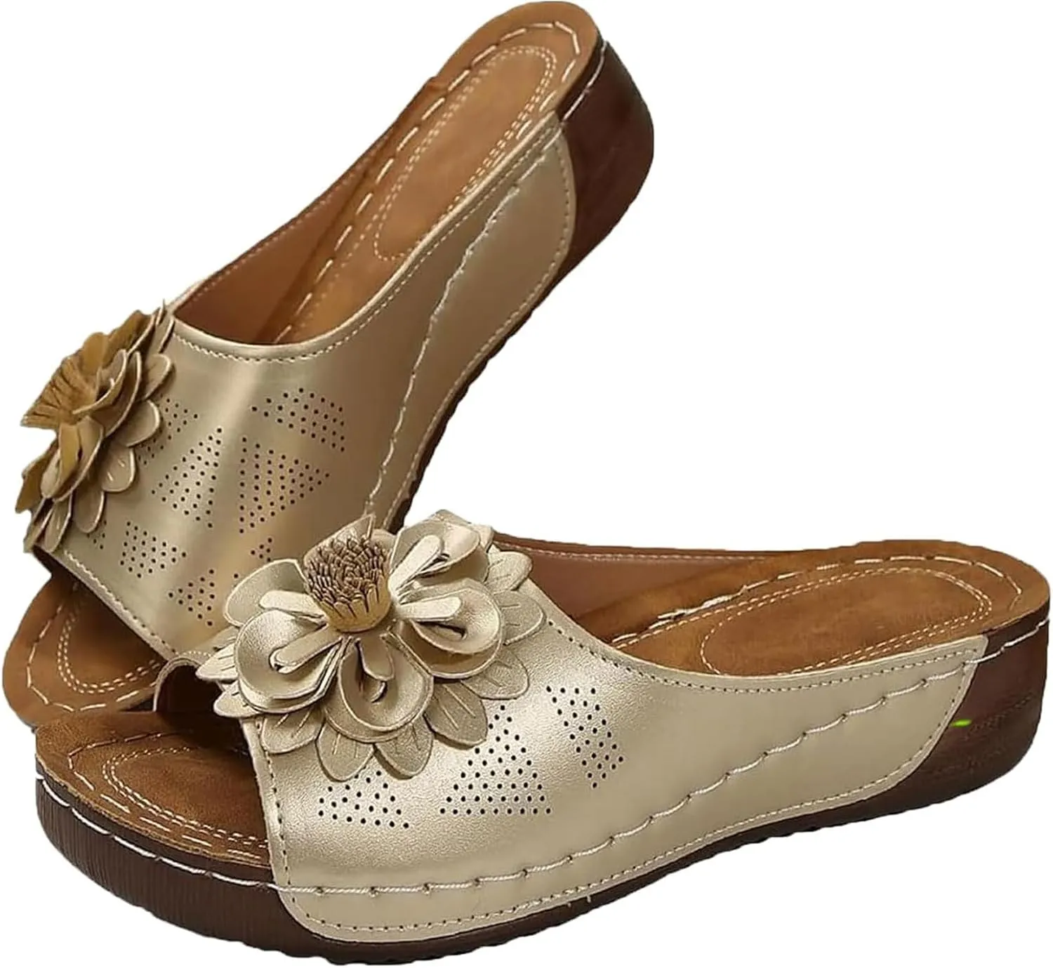 Comfortable Non-Slip Solid Color Open-Toe Wedge Sandals for Women, 2025 Summer New Dress Sandals with Arch Support
