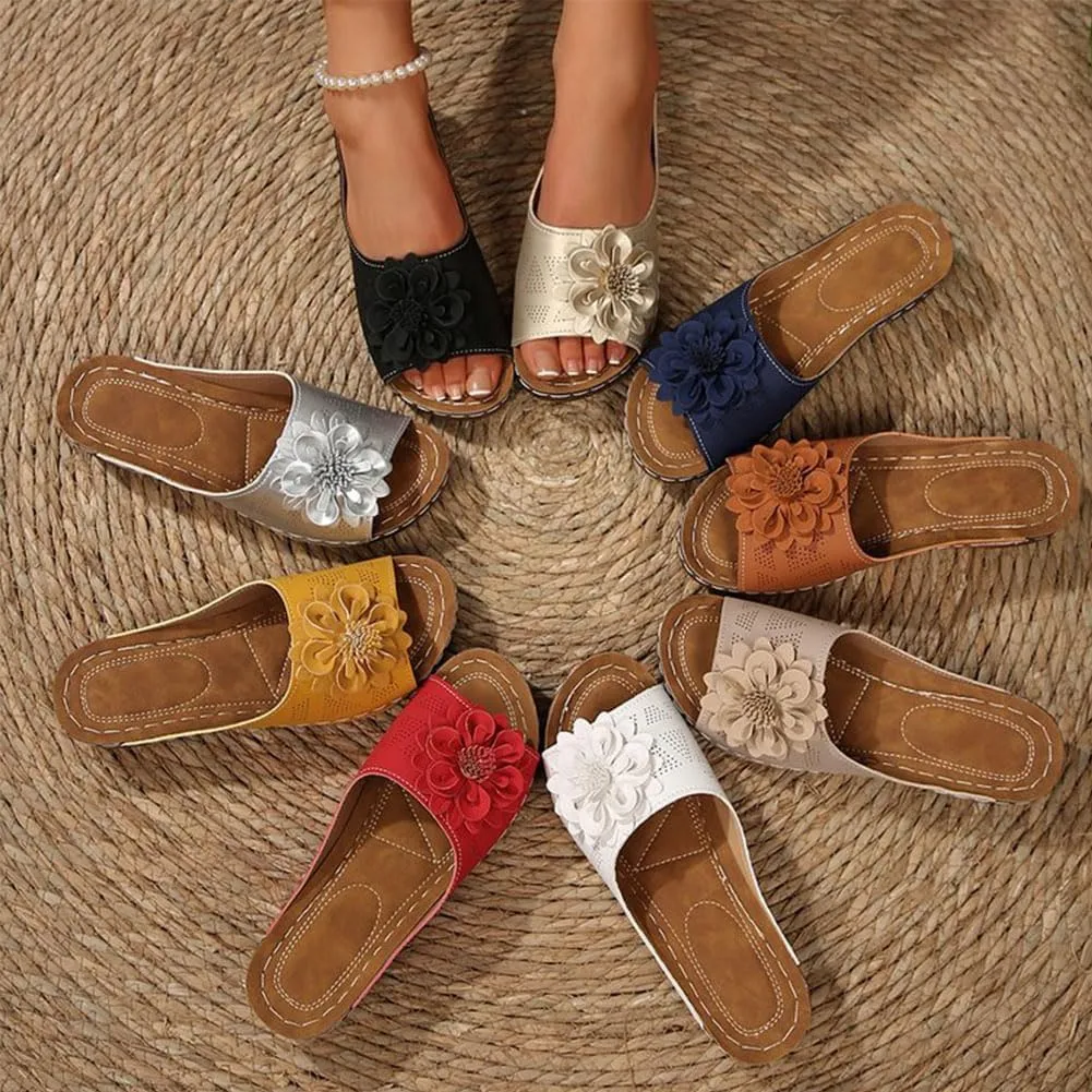 Comfortable Non-Slip Solid Color Open-Toe Wedge Sandals for Women, 2025 Summer New Dress Sandals with Arch Support
