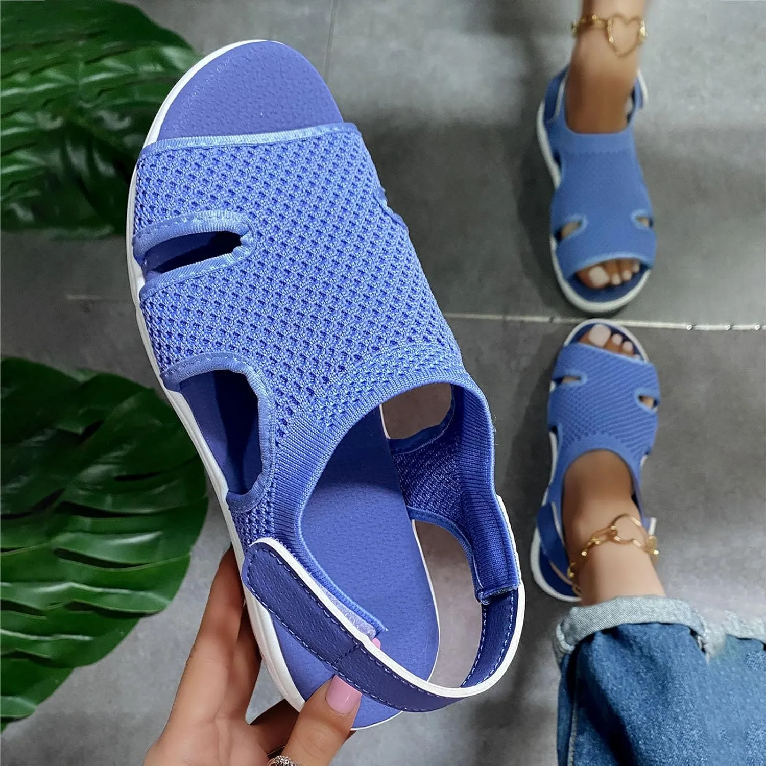 Comfortable Walking Sandals for Women,Orthopedic Sandals for Women Arch Support Hiking Sandals Casual Open Toe Sport Sandals Lightweight Athletic Sandals with Hook and Loop Straps for Beach Vacation