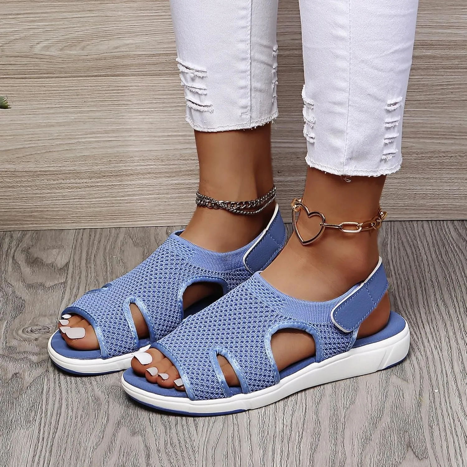 Comfortable Walking Sandals for Women,Orthopedic Sandals for Women Arch Support Hiking Sandals Casual Open Toe Sport Sandals Lightweight Athletic Sandals with Hook and Loop Straps for Beach Vacation