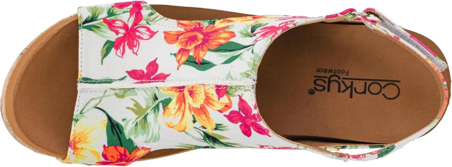 Corkys Footwear Womens Carley Wedges, Featuring Corkys EVA Foam Cushioned Insoles, A 2.5 Inch Heel, Lightweight For All Day Wear, And Hook And Loop Closure
