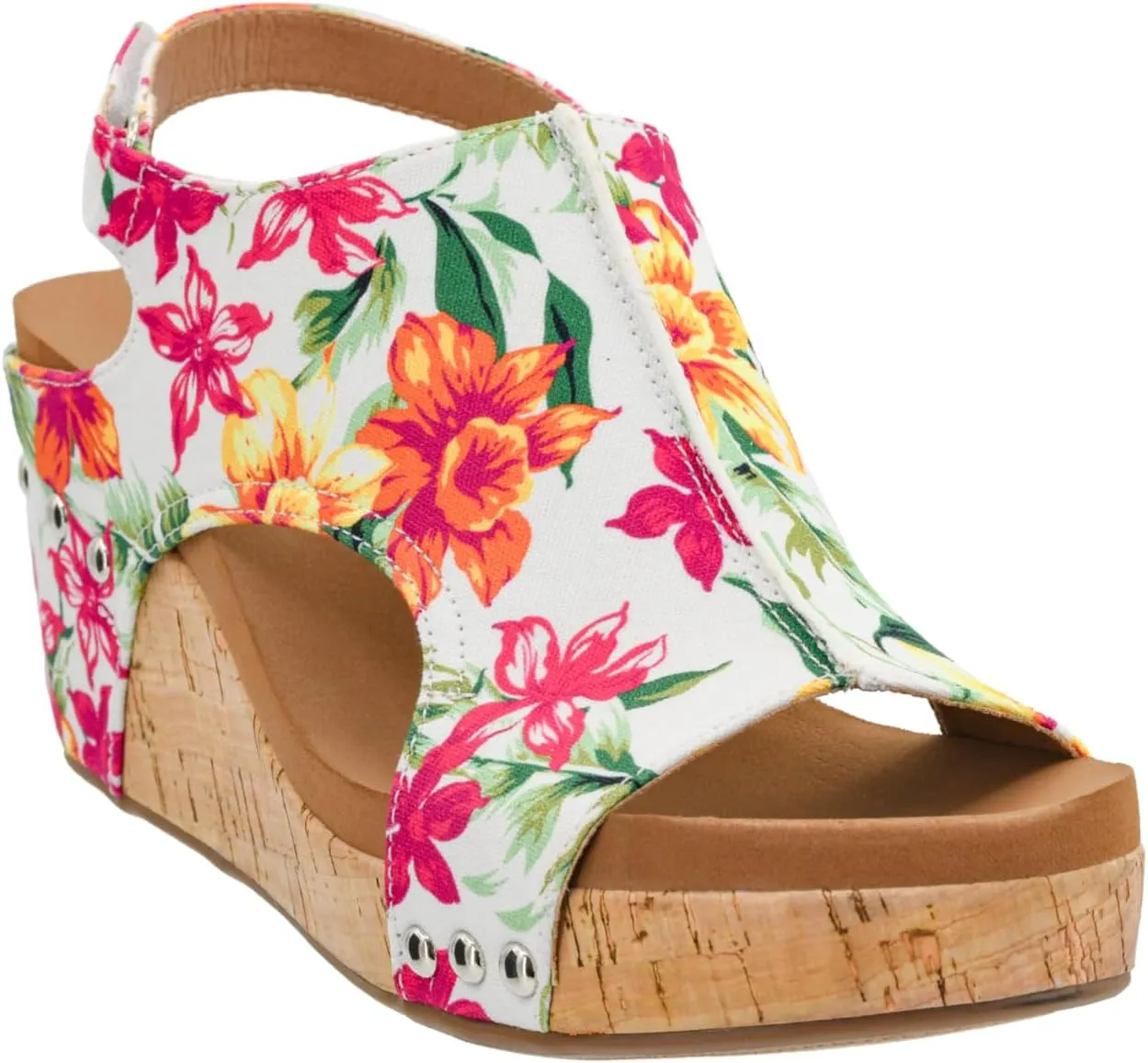 Corkys Footwear Womens Carley Wedges, Featuring Corkys EVA Foam Cushioned Insoles, A 2.5 Inch Heel, Lightweight For All Day Wear, And Hook And Loop Closure