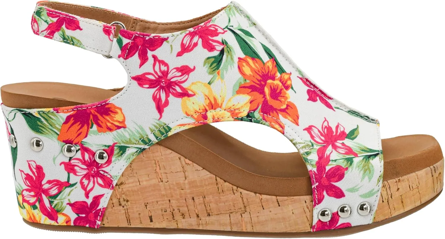 Corkys Footwear Womens Carley Wedges, Featuring Corkys EVA Foam Cushioned Insoles, A 2.5 Inch Heel, Lightweight For All Day Wear, And Hook And Loop Closure