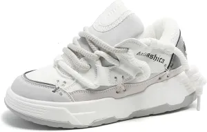 Couple's Faux - Leather Chunky Sneakers, Lightweight and Breathable. Suitable for Walking, Tennis, Running, with Height - Increasing Design. Perfect for Casual and Stylish Looks.