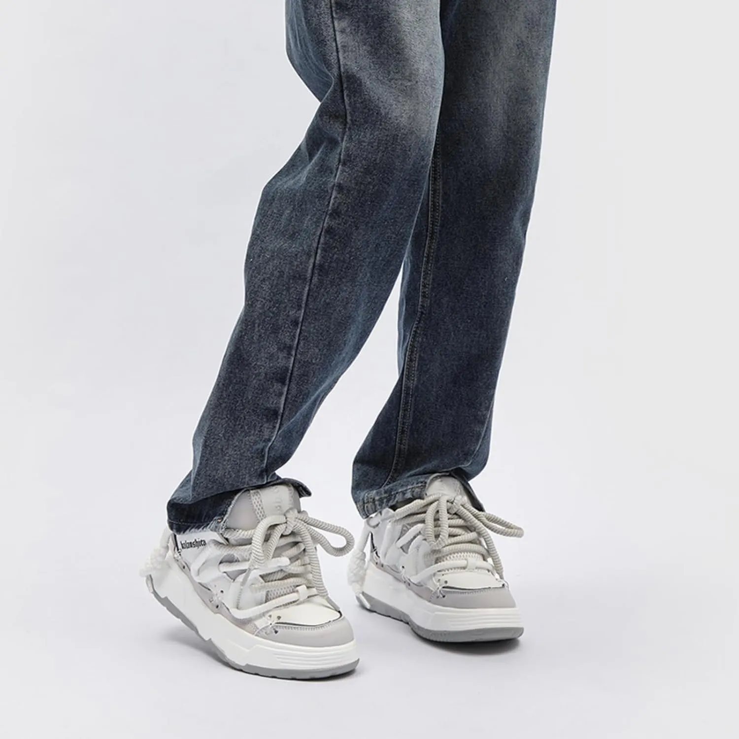 Couple's Faux - Leather Chunky Sneakers, Lightweight and Breathable. Suitable for Walking, Tennis, Running, with Height - Increasing Design. Perfect for Casual and Stylish Looks.