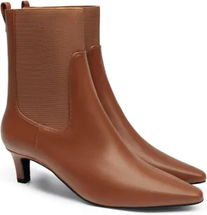Coutgo Womens Ankle Boots Low Kitten Heel Pointed Toe Slip On Elastic Dressy Fall Winter Booties Shoes