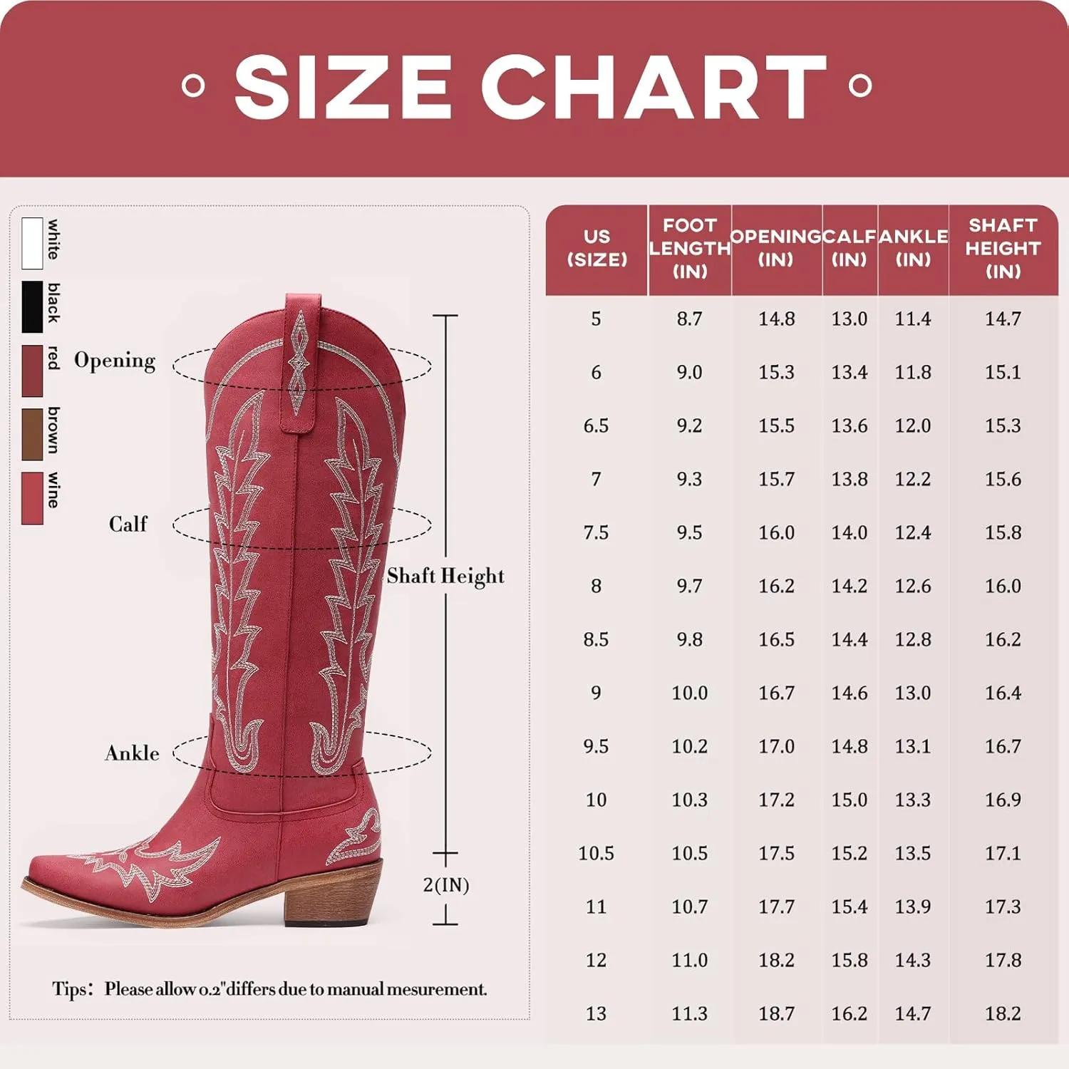Cowboy Boots for Women - Knee High Embroidered Western Cowgirl Boots, Pointed Toe Chunky Heel Retro Country Boots, Pull On Zipper Vintage Fashion Tall Boots for Girls Ladies