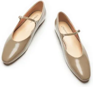 C.Paravano Women's Mary Jane Flats | Almond Toe Flats for Women | Leather Ballet Flats with Strap | Fashion Comfortable Work & Casual Shoes for Daily Wear,Walking
