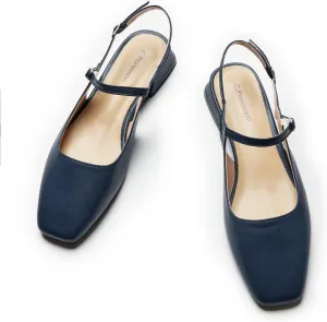 C.Paravano Women's Slingback Flats | Square Toe Slingback Flats for Women | Block Heel Sandals
