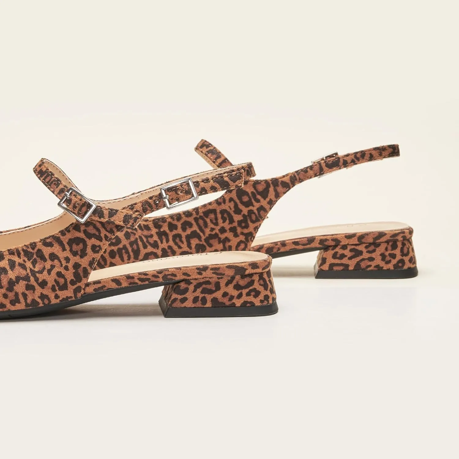 C.Paravano Women's Slingback Flats | Square Toe Slingback Flats for Women | Block Heel Sandals