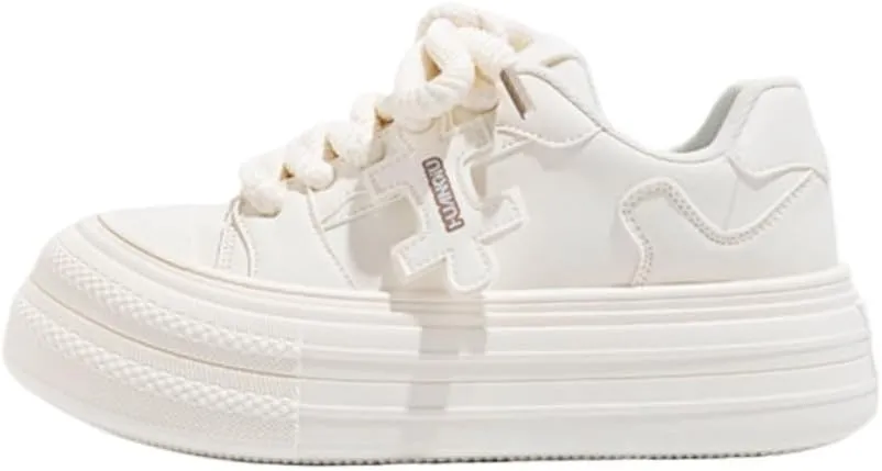Creamy Korean Chunky Sneakers, Kawaii Anime Style, Cloud Sole with Hidden Heel Lift, Casual Athletic Shoes for Women Outfit, Trendy Gift for Daughter, Perfect for Travel