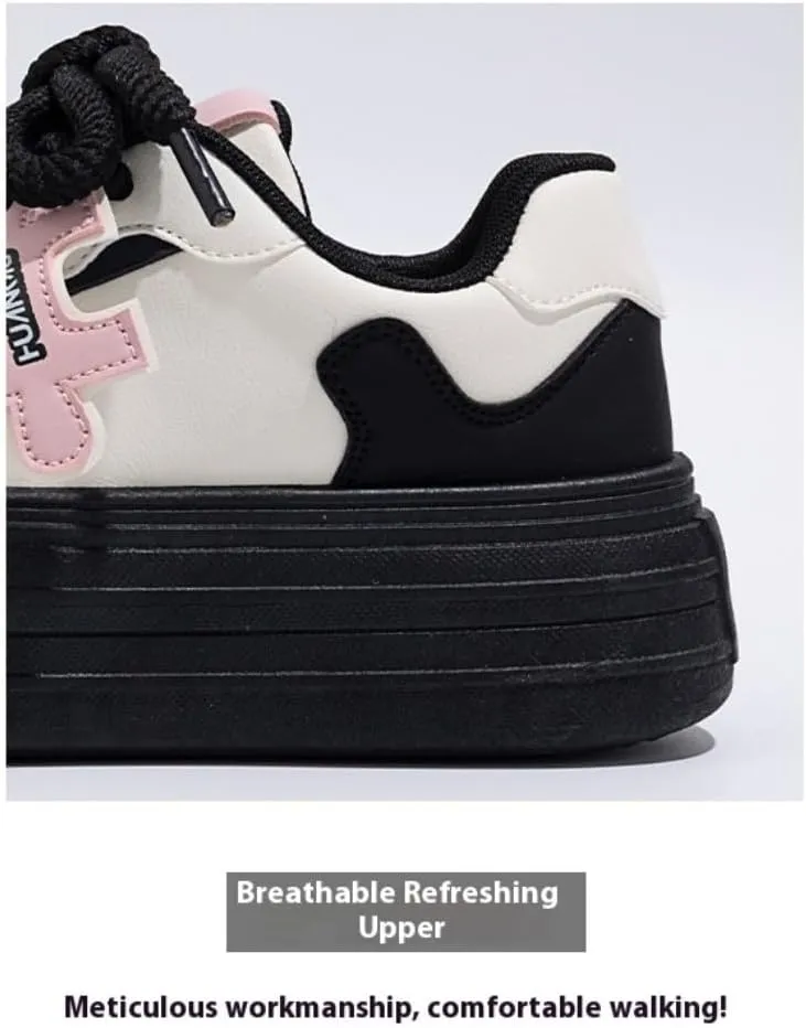Creamy Korean Chunky Sneakers, Kawaii Anime Style, Cloud Sole with Hidden Heel Lift, Casual Athletic Shoes for Women Outfit, Trendy Gift for Daughter, Perfect for Travel