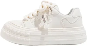 Creamy Korean Chunky Sneakers, Kawaii Anime Style, Cloud Sole with Hidden Heel Lift, Casual Athletic Shoes for Women Outfit, Trendy Gift for Daughter, Perfect for Travel