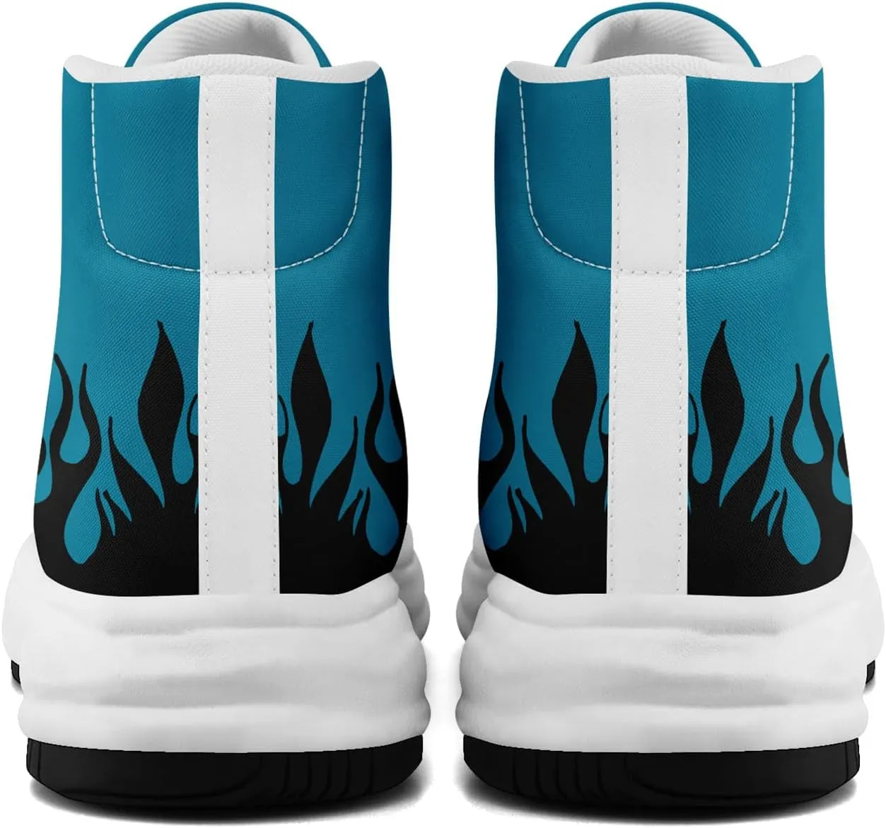 Custom Flame High-Top Platform Sneakers, Fashion Chunky Elevated Canvas Trainers for Streetwear Race Casual Footwear