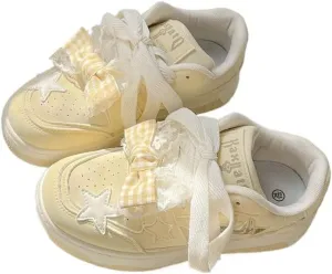 Cute Bow Sneaker Y2K Aesthetic Star の Dopamine Colorful Outfits Chunky Sneaker Vibrant Color Block Japanese Kawaii Women's Shoes for Summer Casual Beach Travel Wear