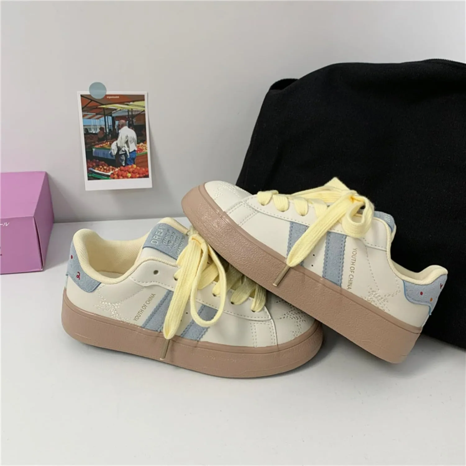 Cute Bowknot Cat Fish Chunky Platform Sneakers Women Y2K Aesthetic 1" Height Increase Casual Outfit Cute Walking Shoes
