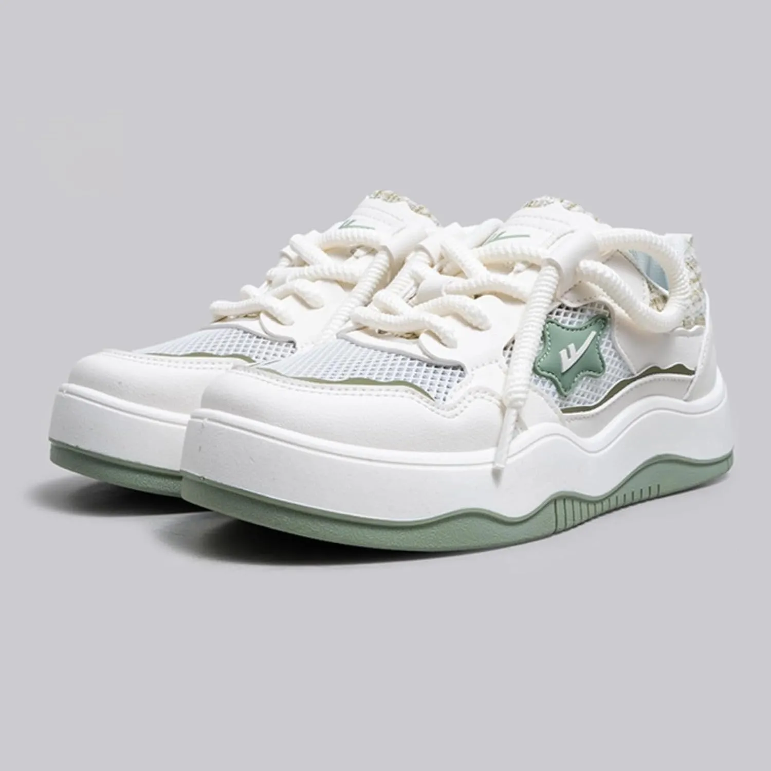 Cute Star Chunky Platform Sneakers for Girls, Breathable Mesh, Y2K Fashion College Preppy Style Trainers, Height Boost