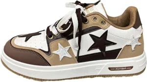 Cute Stars Shoes Chunky Platform Thick Soles Comfy Non Slip Lightweight Softy Casual Orthopedic Sneakers Kawaii Y2K Pretty Pastel Retro Gifts for Women & Girls Back to School