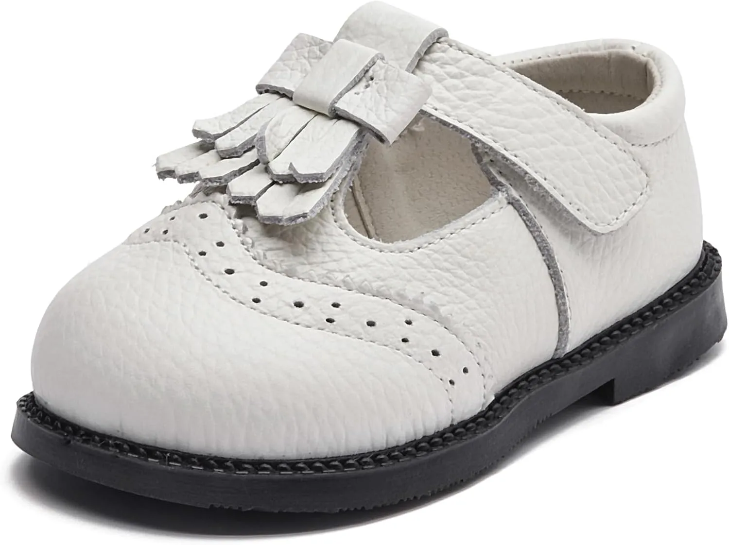 DADAWEN Toddler Girls Leather Mary Jane Dress Shoes Baby Non-Slip Soft Sole Tassel Princess Flats Wedding Party Casual Walking School Shoes