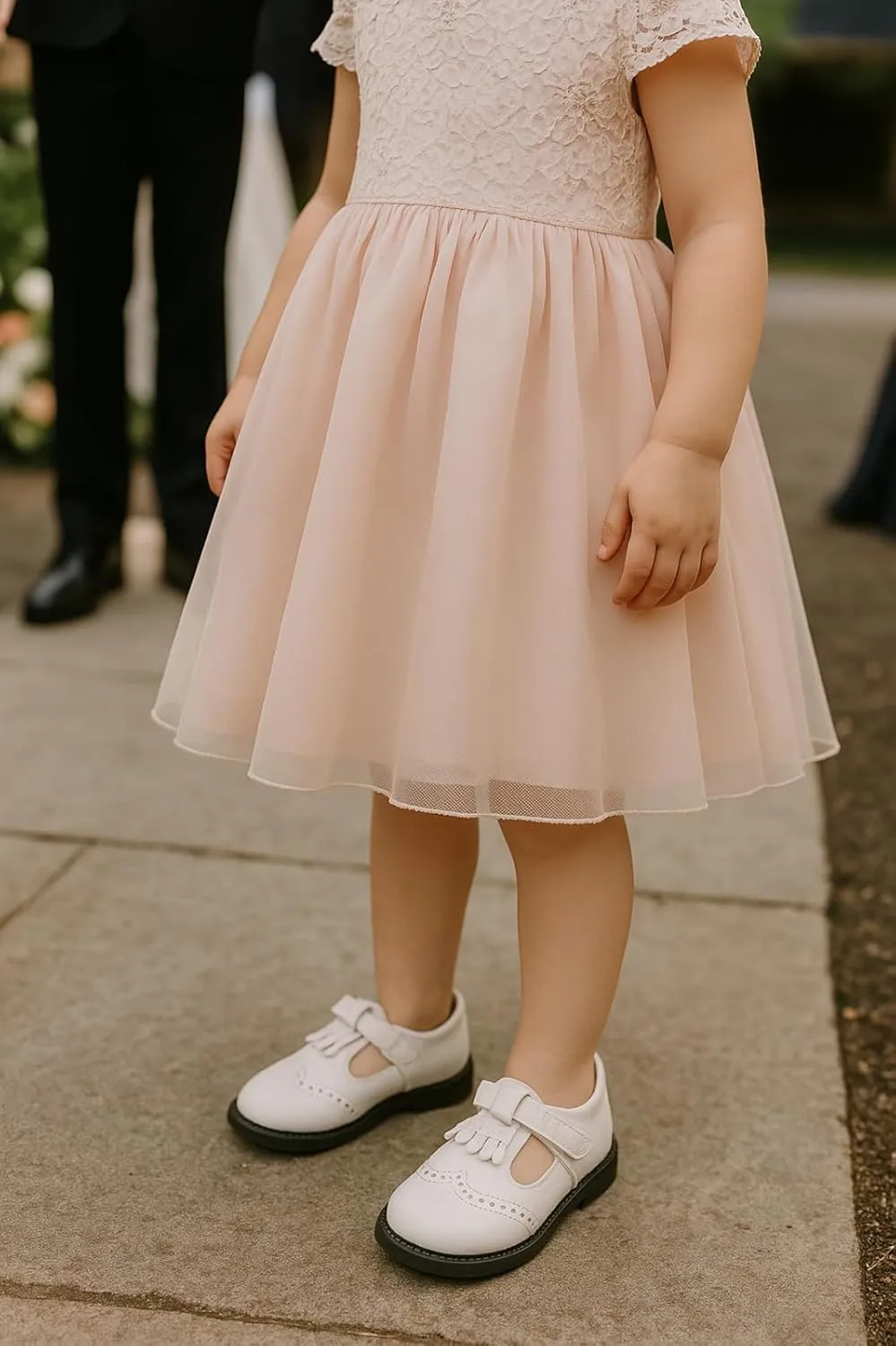 DADAWEN Toddler Girls Leather Mary Jane Dress Shoes Baby Non-Slip Soft Sole Tassel Princess Flats Wedding Party Casual Walking School Shoes