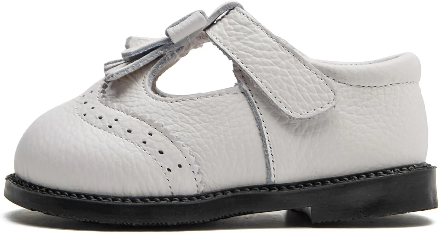 DADAWEN Toddler Girls Leather Mary Jane Dress Shoes Baby Non-Slip Soft Sole Tassel Princess Flats Wedding Party Casual Walking School Shoes