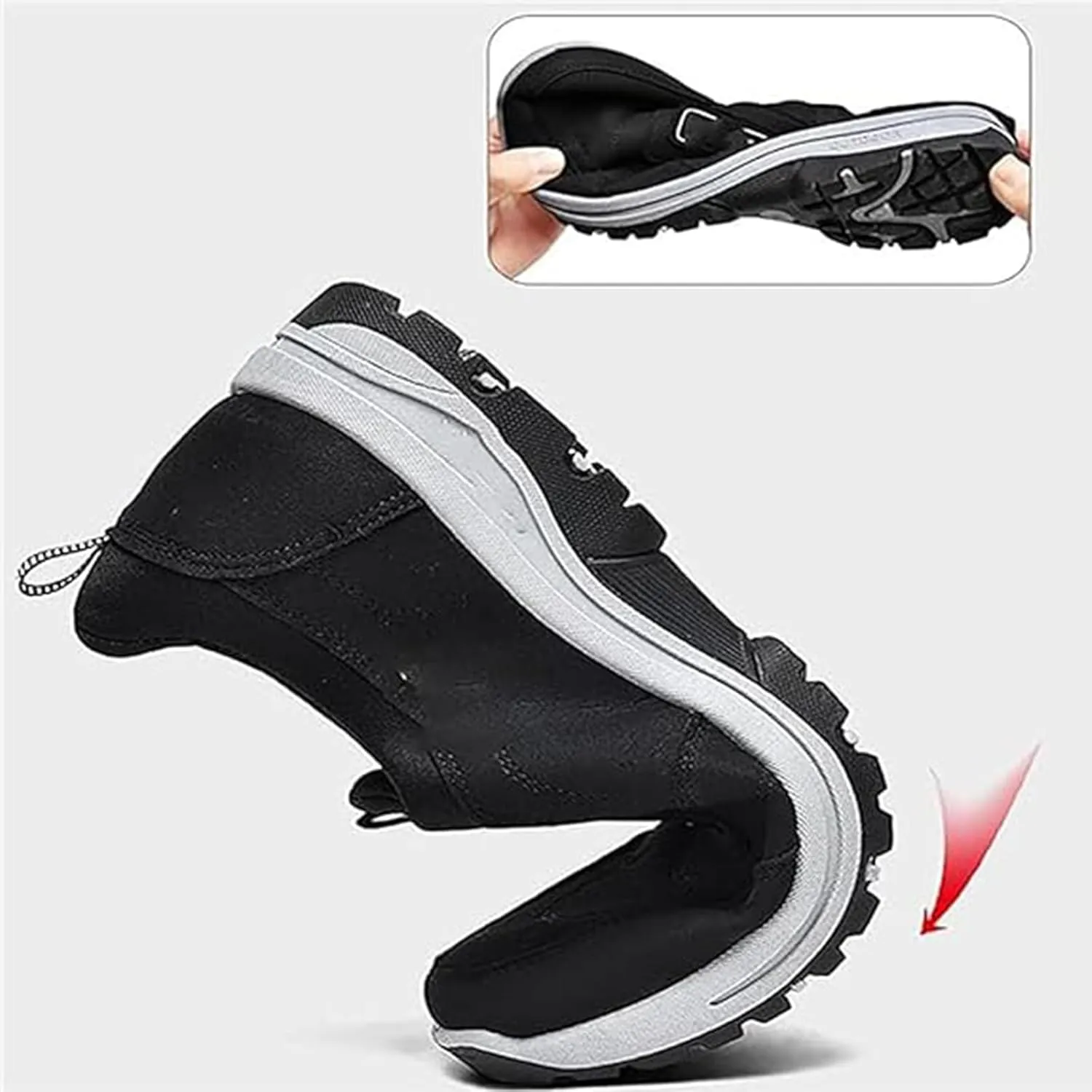 Daladder Walking Shoes, Daladder Orthopedic Shoes, Men's Comfortable Boots Waterproof Breathable Orthopedic Walking Shoes Hiking Motorcycle Shoes, Black