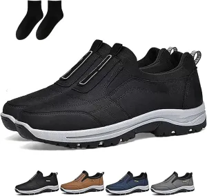 Daladder Walking Shoes, Daladder Orthopedic Shoes, Men's Comfortable Boots Waterproof Breathable Orthopedic Walking Shoes Hiking Motorcycle Shoes, Black