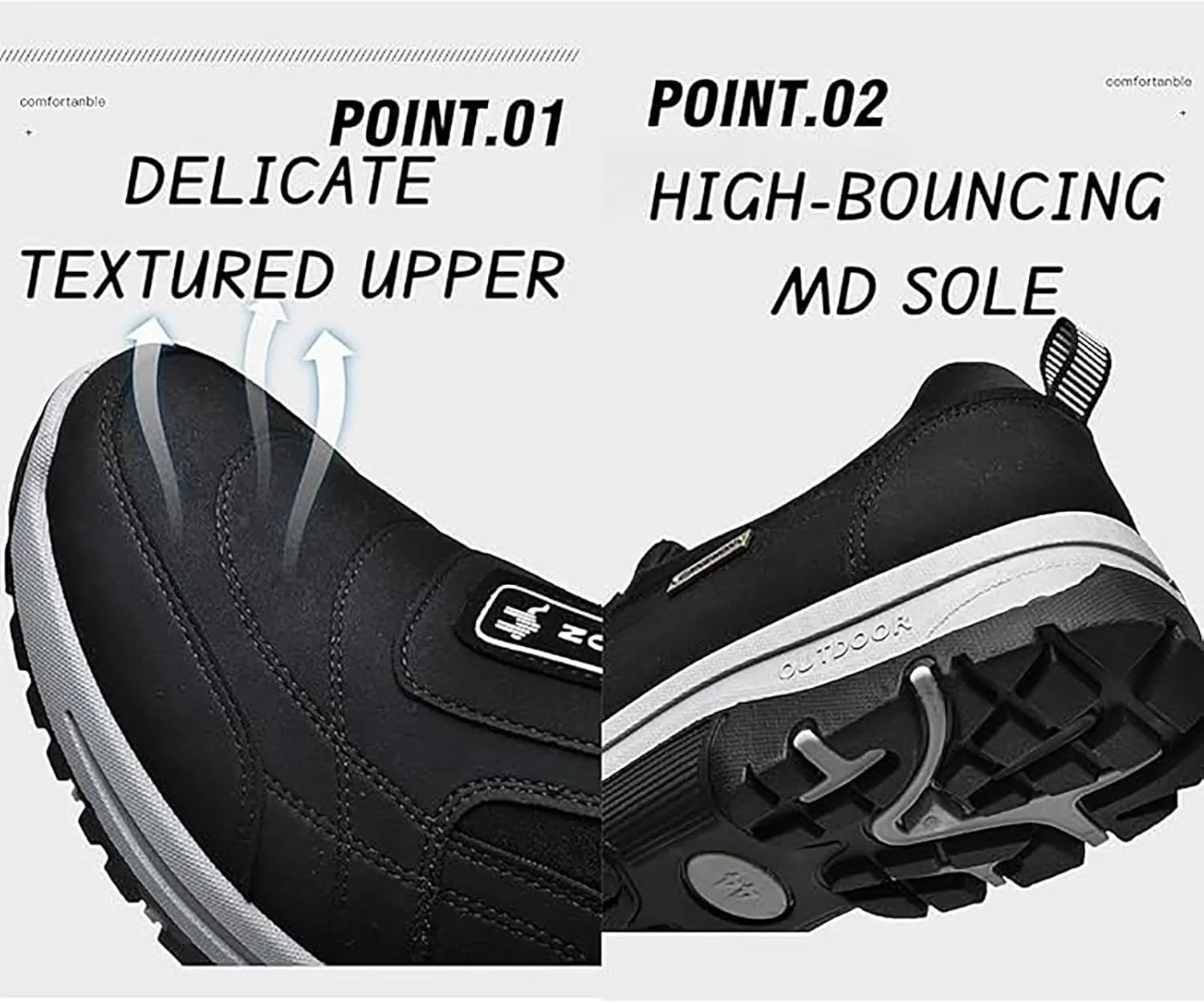 Daladder Walking Shoes, Daladder Orthopedic Shoes, Men's Comfortable Boots Waterproof Breathable Orthopedic Walking Shoes Hiking Motorcycle Shoes, Black