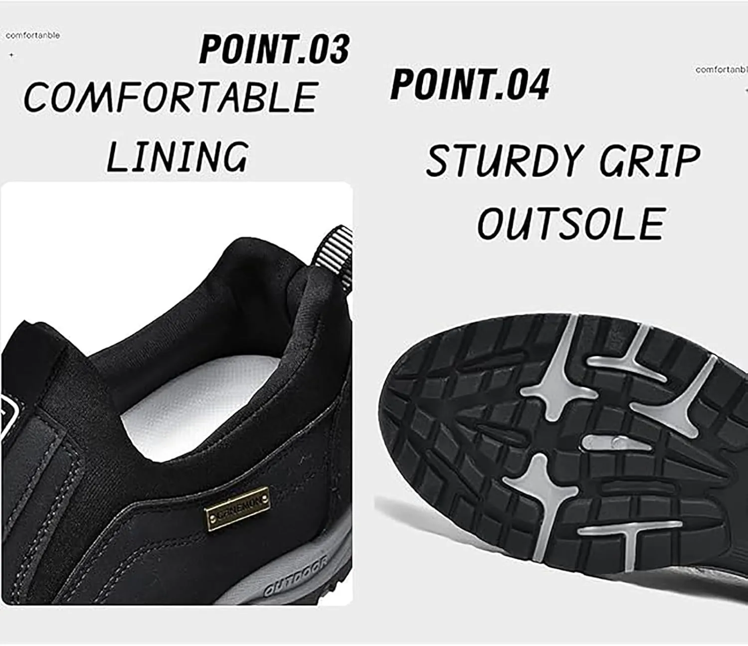 Daladder Walking Shoes, Daladder Orthopedic Shoes, Men's Comfortable Boots Waterproof Breathable Orthopedic Walking Shoes Hiking Motorcycle Shoes, Black