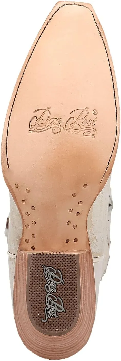 Dan Post Boots Womens Miley Cut-Outs Rhinestone Snip Toe Pull On Casual Boots Mid Calf Low Heel 1-2" - Grey