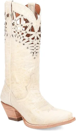 Dan Post Boots Womens Miley Cut-Outs Rhinestone Snip Toe Pull On Casual Boots Mid Calf Low Heel 1-2" - Grey