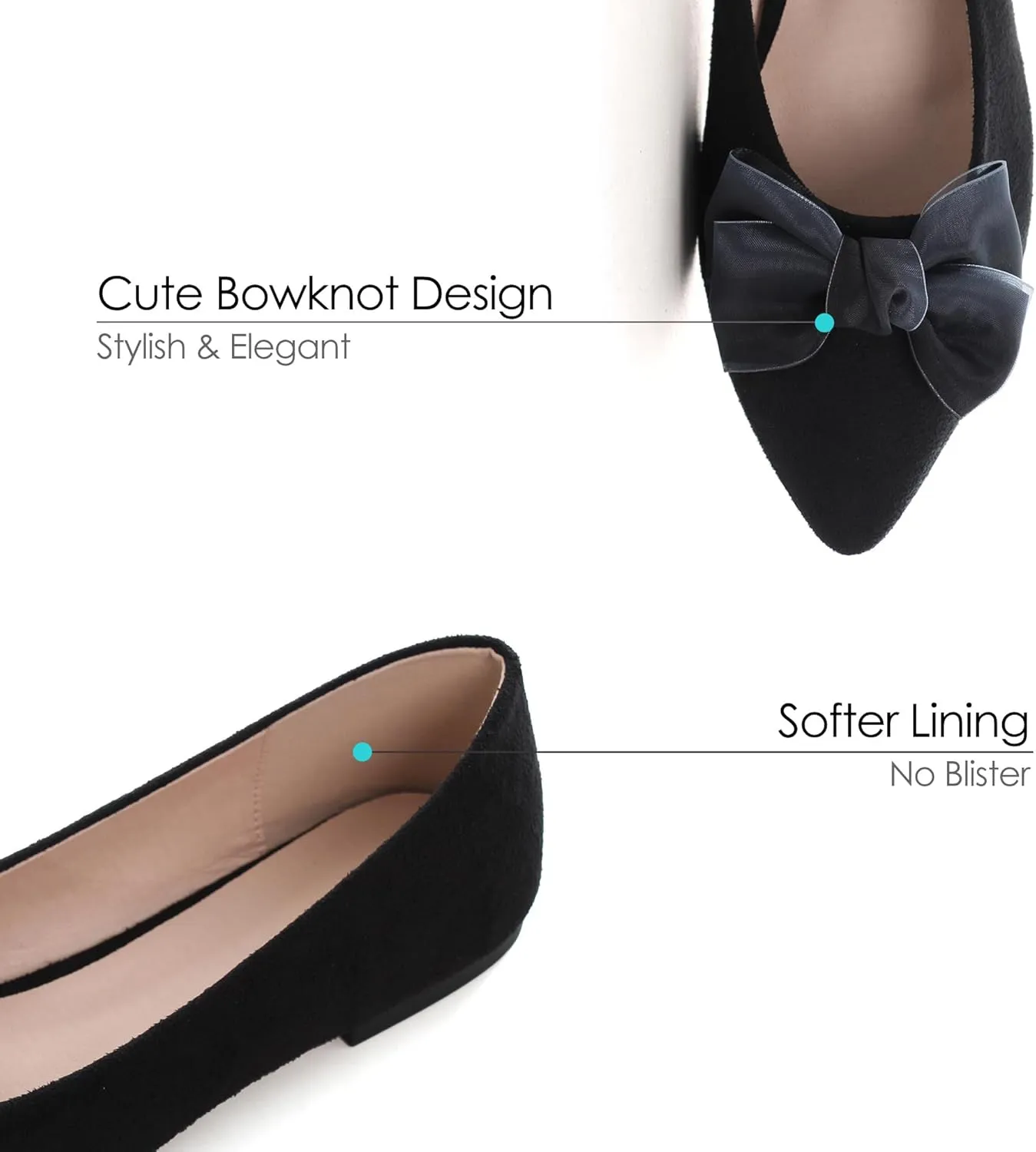 Dear Time Women's Bow Ballets Pointy Toe PU Leather Flats Shoes Slip-ons Casual Comfortable Loafers Walking Shoes for Women