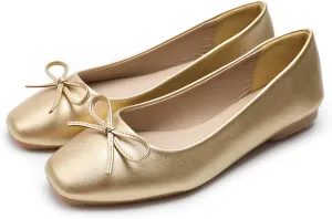 Dear Time Women's Casual Foldable Ballet Flats Square Toe Ballerina Flats Shoes Comfortable