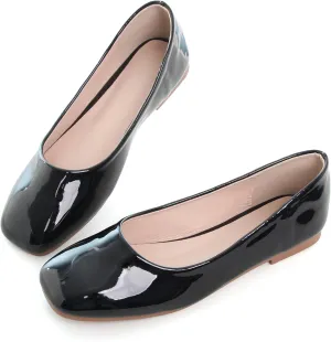 Dear Time Women's Casual Foldable Ballet Flats Square Toe Ballerina Flats Shoes Comfortable