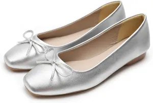 Dear Time Women's Casual Foldable Ballet Flats Square Toe Ballerina Flats Shoes Comfortable