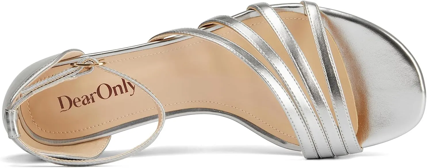DearOnly Womens Kitten Heel Open Toe Buckle Sandals Basic Classic Ankle Strap Office Casual Prom Summer Shoes 1.4 Inches Heels