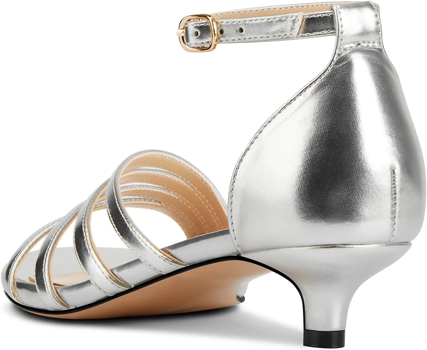 DearOnly Womens Kitten Heel Open Toe Buckle Sandals Basic Classic Ankle Strap Office Casual Prom Summer Shoes 1.4 Inches Heels