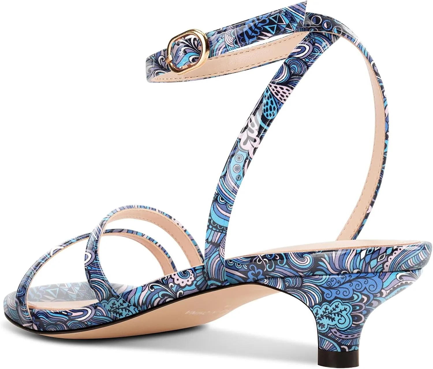 DearOnly Womens Low Kitten Heel Strappy Sandals Open Toe Ankle Strap Dress Shoes 1.4 Inches Heels