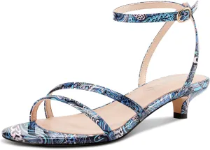DearOnly Womens Low Kitten Heel Strappy Sandals Open Toe Ankle Strap Dress Shoes 1.4 Inches Heels