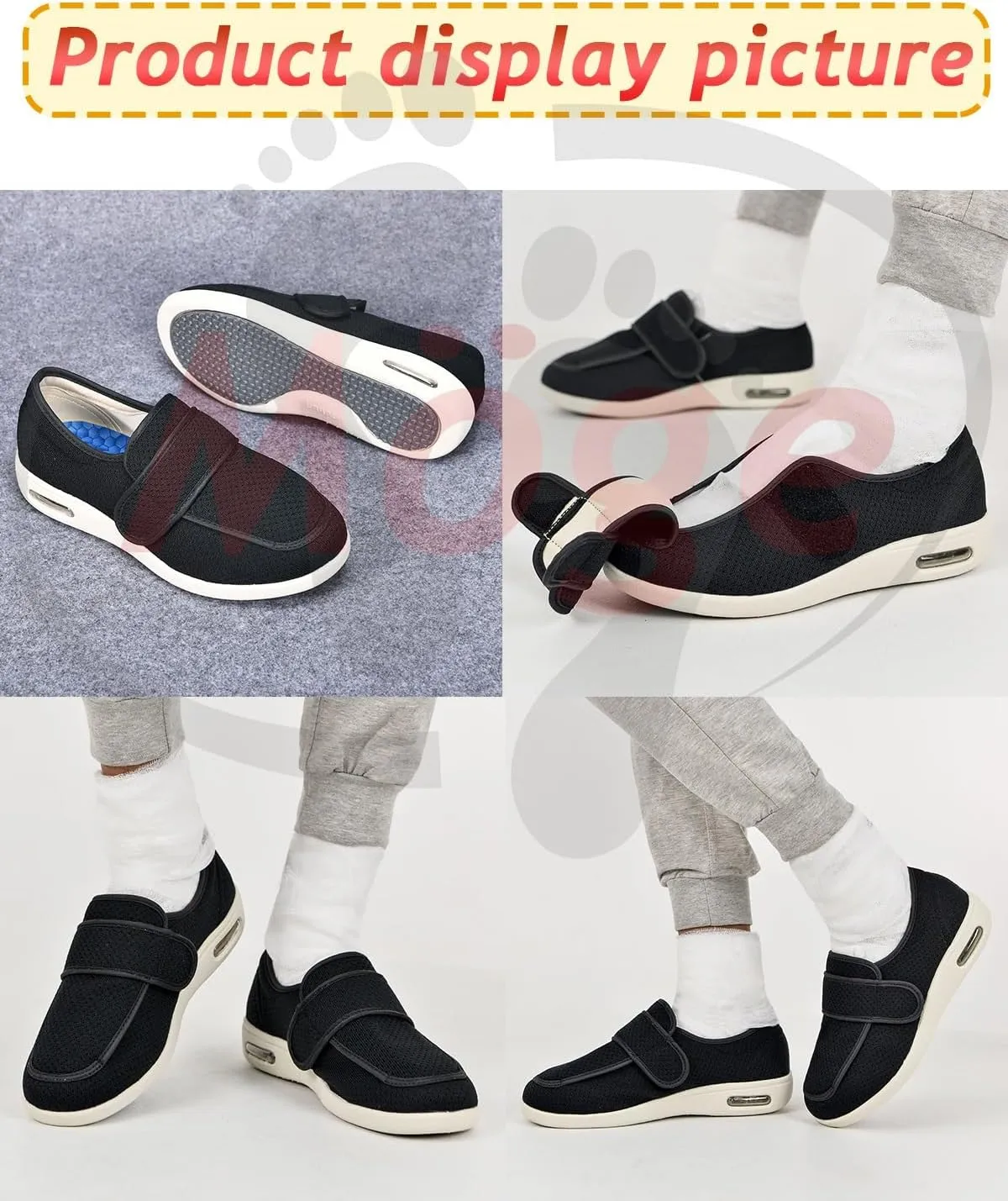 Diabetic Sandals for Men Extra Wide Width with Arch Support Plantar Fasciitis Sandals Running Walking Slip On Sneakers with 3 Pairs Insoles Replacement for Elderly Swollen Feet