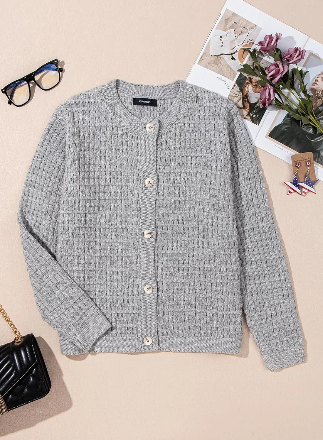 Dokotoo Cardigan Sweaters for Women Lightweight Long Sleeve Open Front 2024 Button Down Jacket Winter