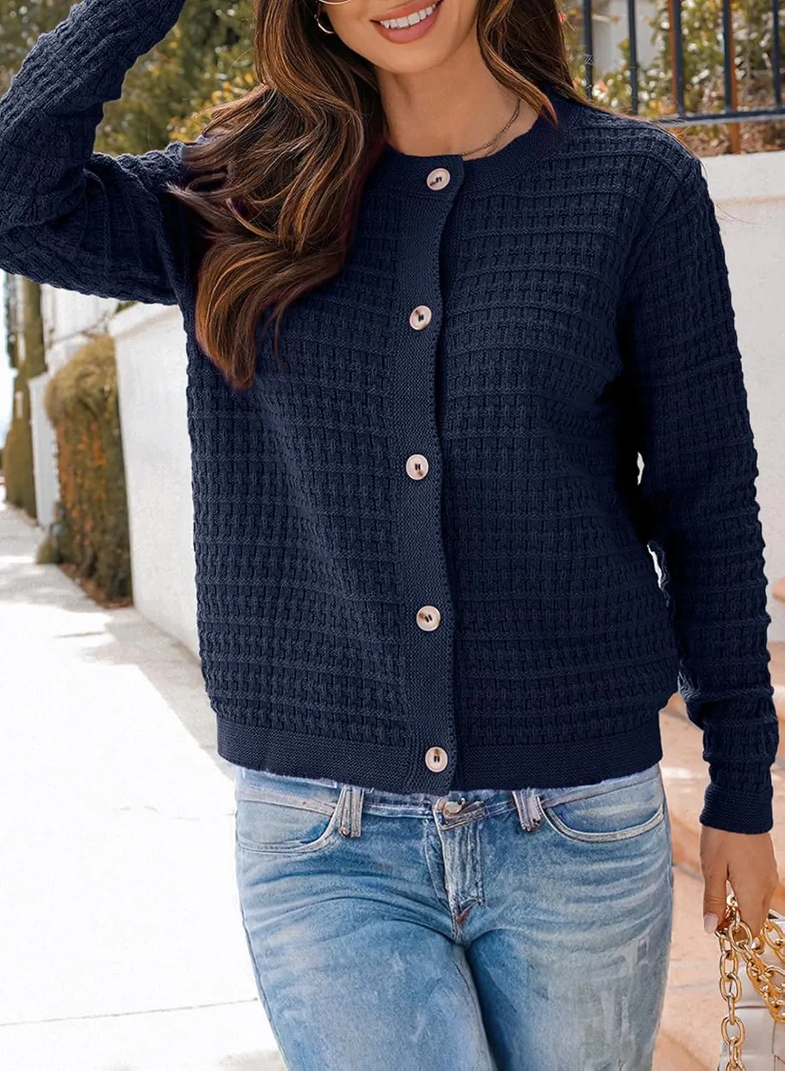 Dokotoo Cardigan Sweaters for Women Lightweight Long Sleeve Open Front 2024 Button Down Jacket Winter