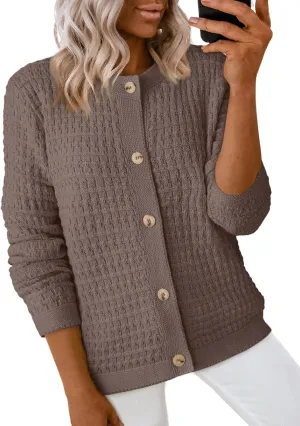 Dokotoo Cardigan Sweaters for Women Lightweight Long Sleeve Open Front 2024 Button Down Jacket Winter