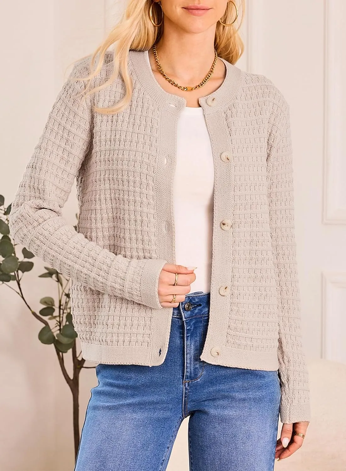 Dokotoo Cardigan Sweaters for Women Lightweight Long Sleeve Open Front 2024 Button Down Jacket Winter